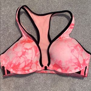 Front clasp tie die pink bra